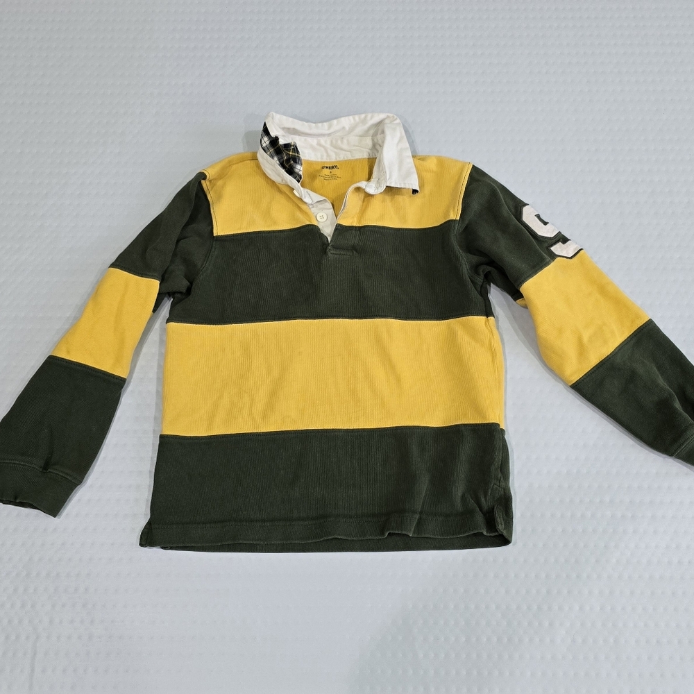 Gymboree Rugby Shirt Boys 8 Yellow Green Long Sleeve Y2K Preppy Sporty